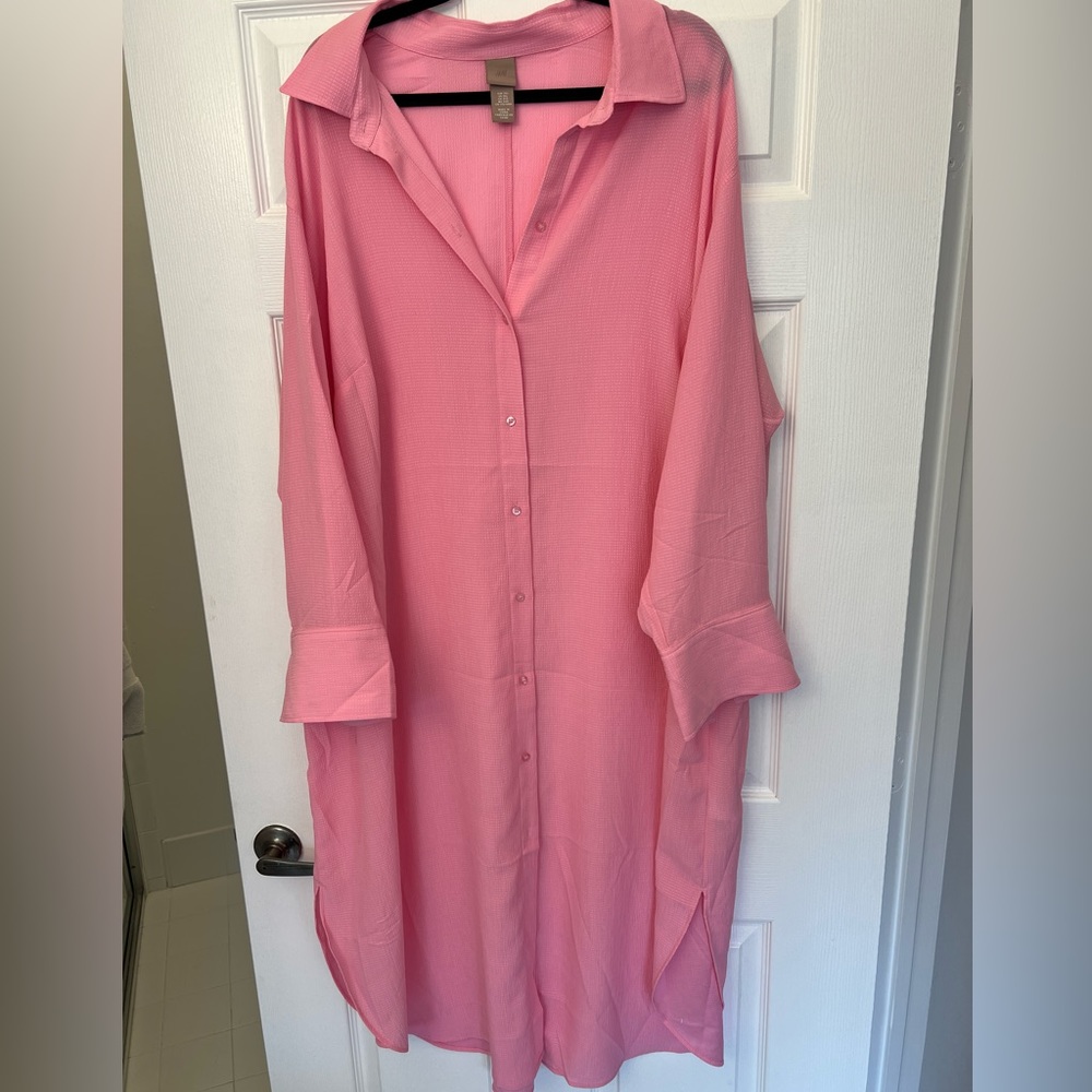 Pink H&M button down dress plus size